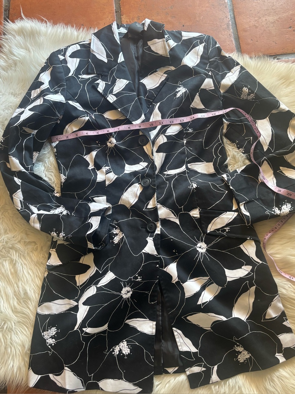 George Black and White Floral Stretch Blazer